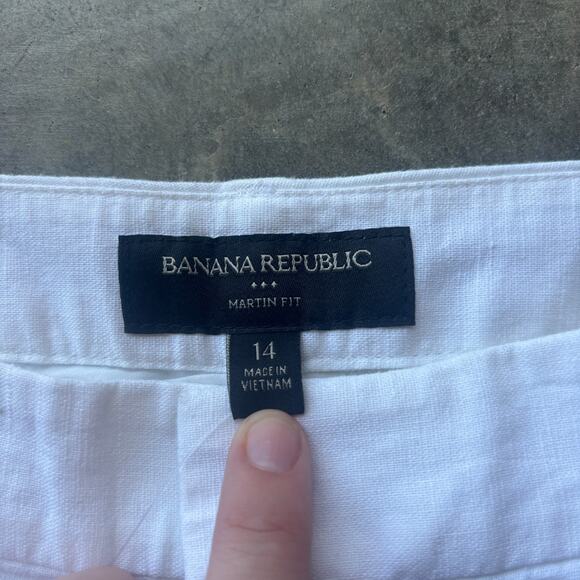 Banana Republic Martin Fit Dress Pants Womens 14 White Mid Rise Straight Trouser - Picture 6 of 14